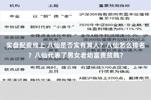 实盘配资线上 八仙是否实有其人？八仙怎么排名？八仙代表了男女老幼富贵贫贱？